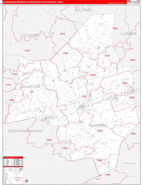 Bloomsburg-Berwick Metro Area Wall Map